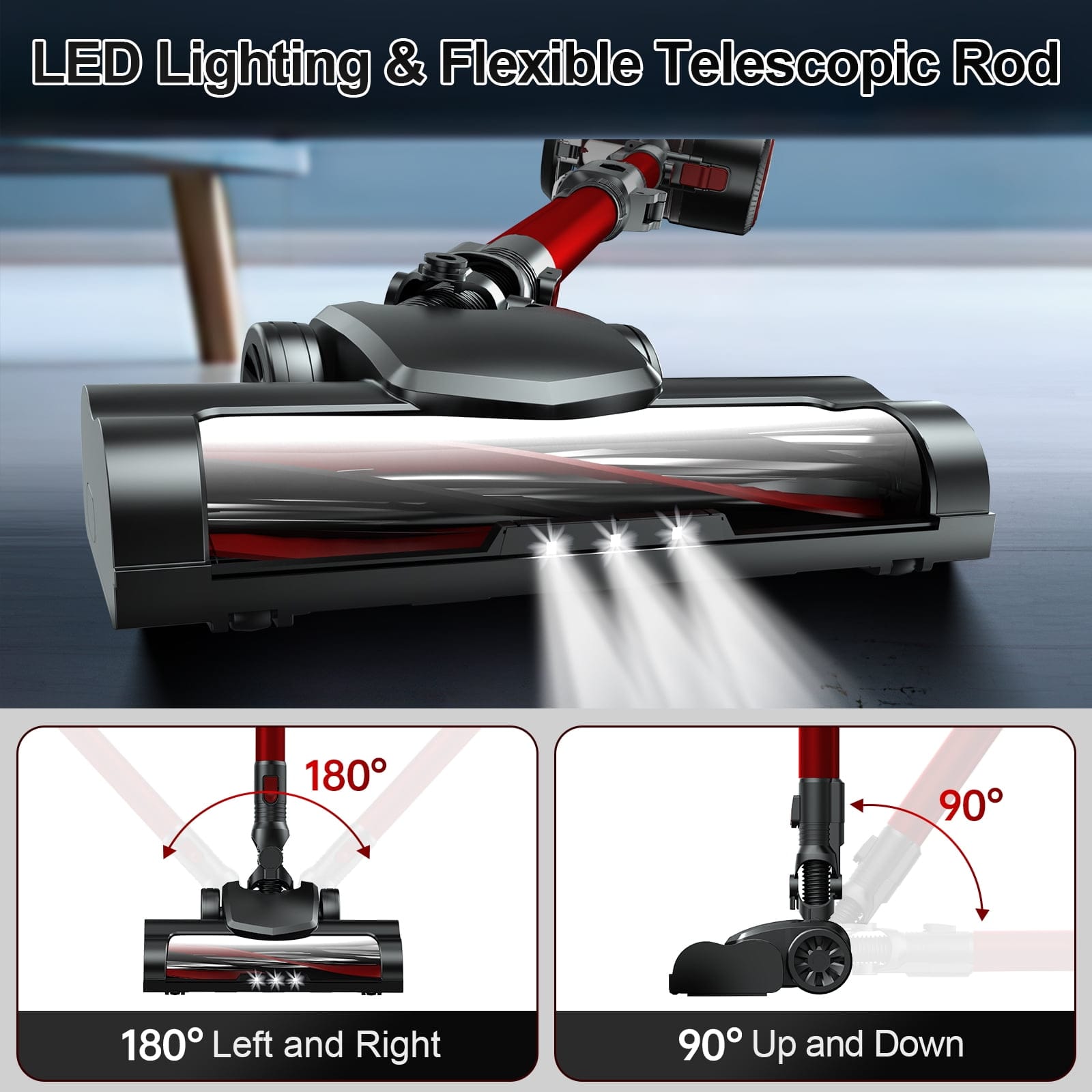 Blitz® – 5-in-1 Powerful Cordless Stick Vacuum Cleaner 30Kpa, Lightweight and Quiet with LED Lighting - Tunisie