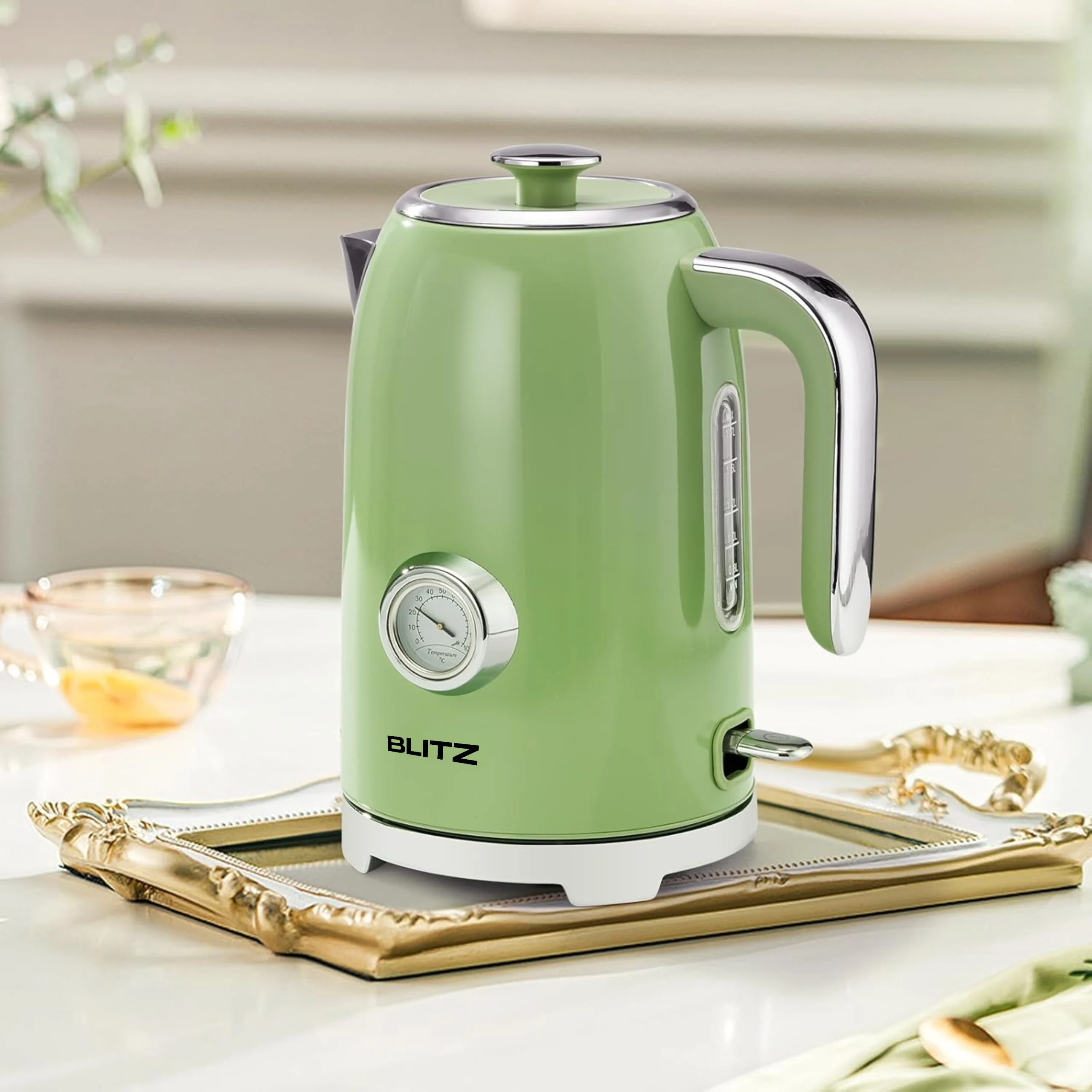 Blitz® – Retro Electric Kettle in Stainless Steel, Fast-Boil 2200W, 1.7L Capacity (Vintage Green) - Tunisie