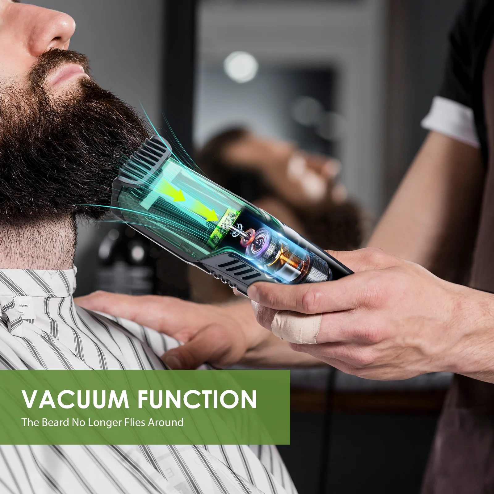 Blitz® – 2-in-1 Cordless Trimmer with Built-in Vacuum | Rechargeable & Waterproof for a Clean and Precise Shave - Tunisie