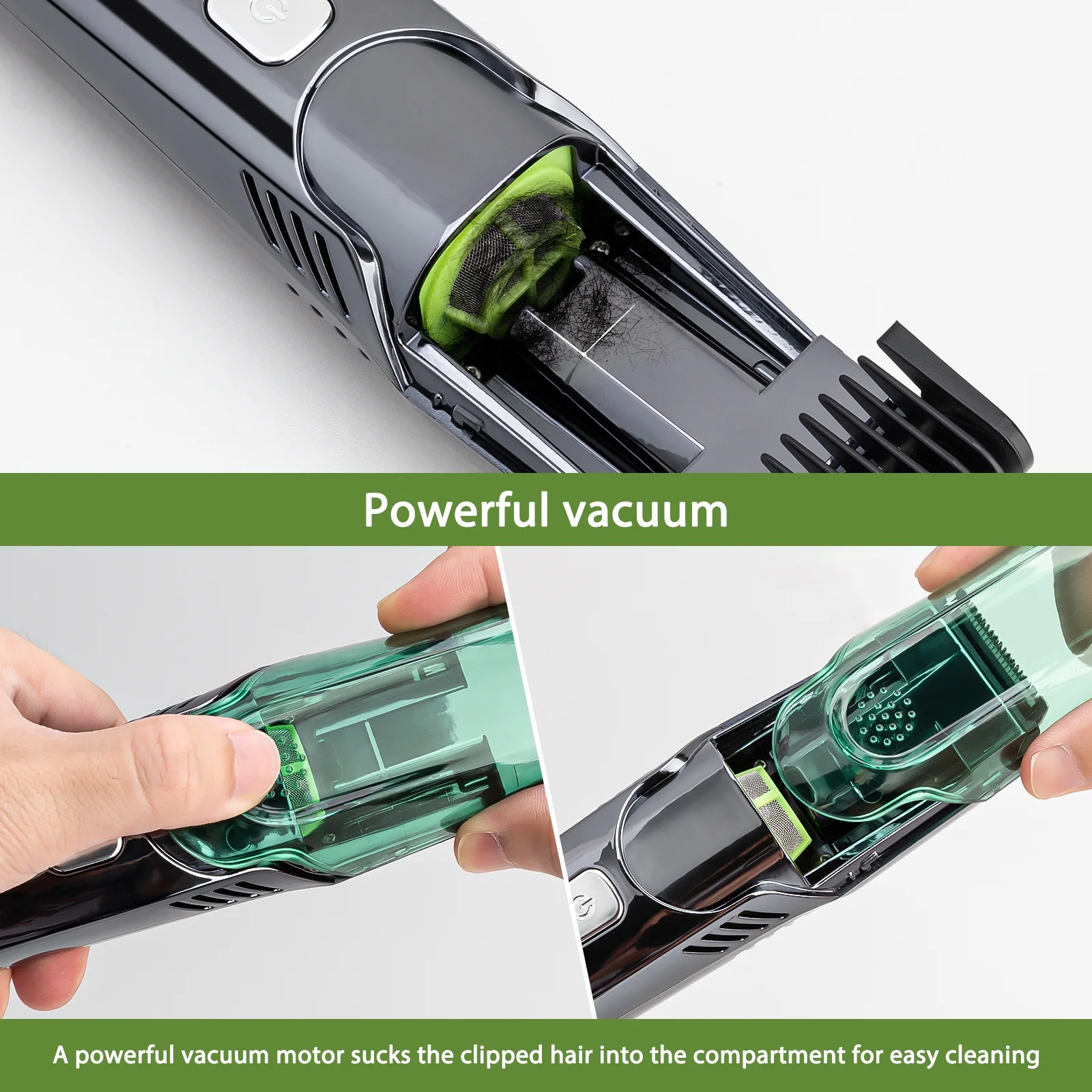 Blitz® – 2-in-1 Cordless Trimmer with Built-in Vacuum | Rechargeable & Waterproof for a Clean and Precise Shave - Tunisie