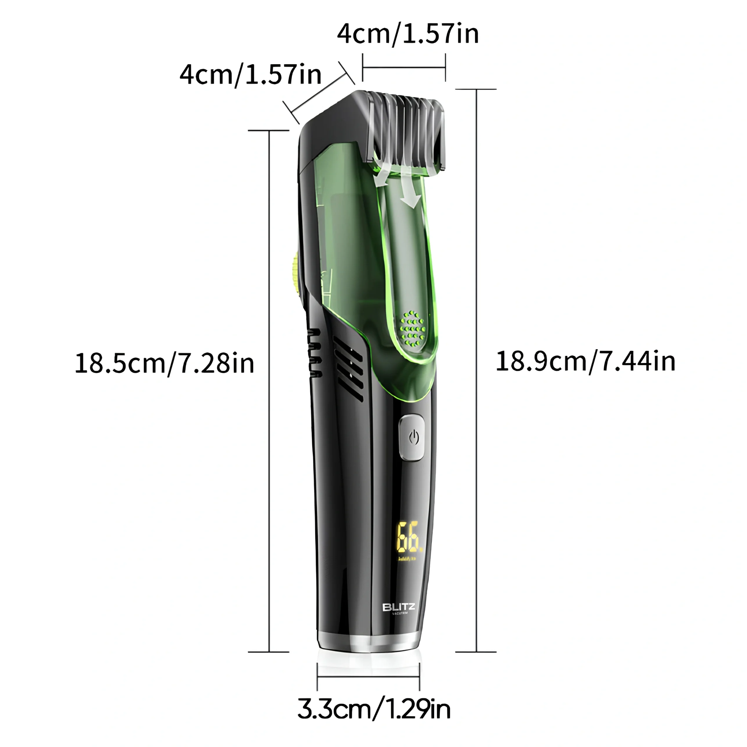 Blitz® – 2-in-1 Cordless Trimmer with Built-in Vacuum | Rechargeable & Waterproof for a Clean and Precise Shave - Tunisie