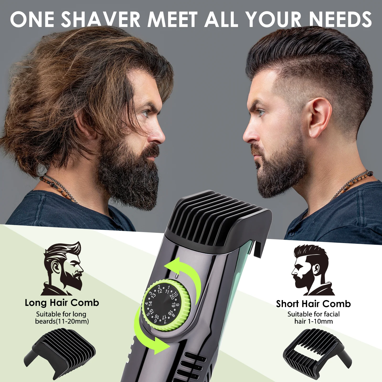 Blitz® – 2-in-1 Cordless Trimmer with Built-in Vacuum | Rechargeable & Waterproof for a Clean and Precise Shave - Tunisie