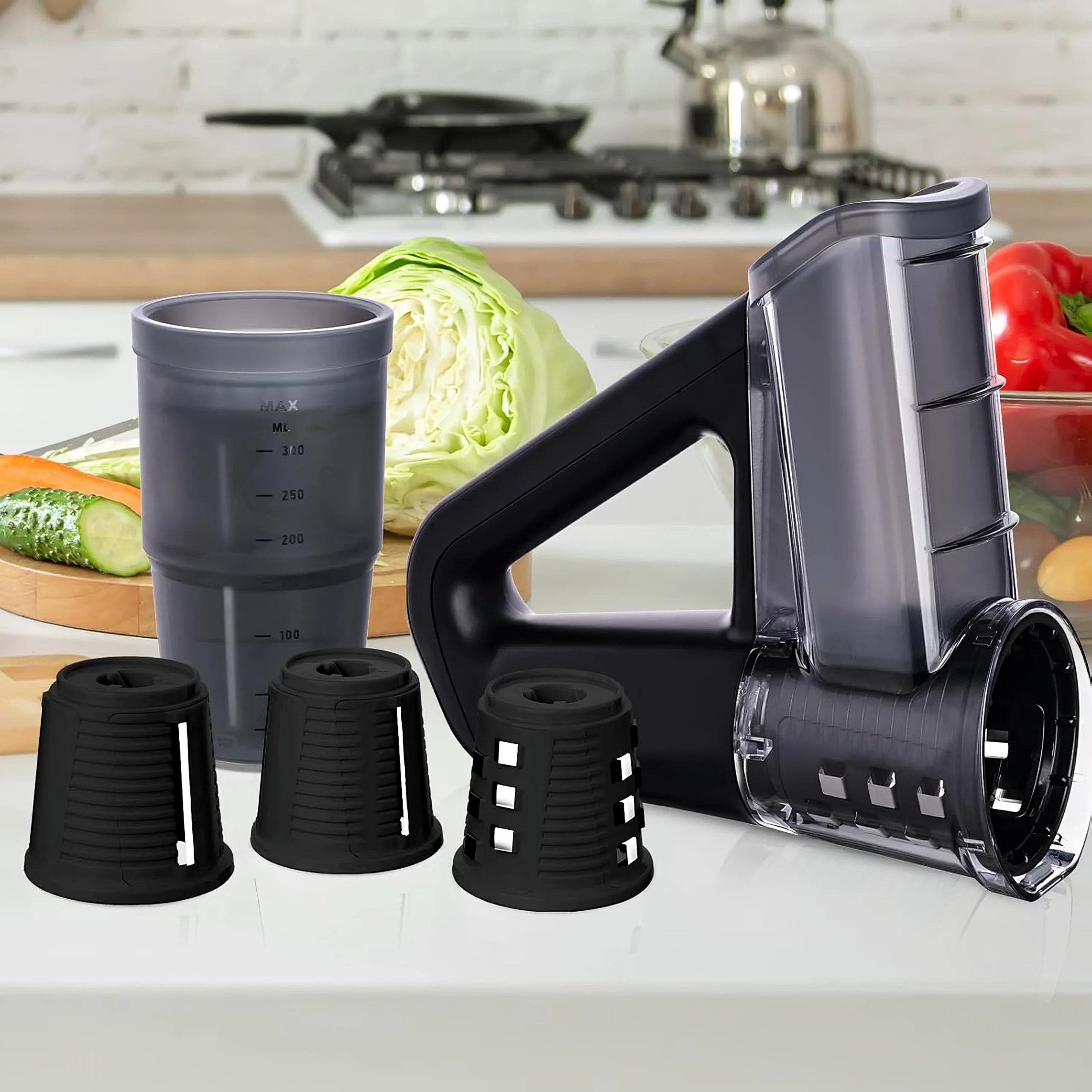 Blitz® – 4-in-1 Cordless Electric Grater & Slicer, Rechargeable and Compact for Quick Kitchen Prep          Ask ChatGPT - Tunisie