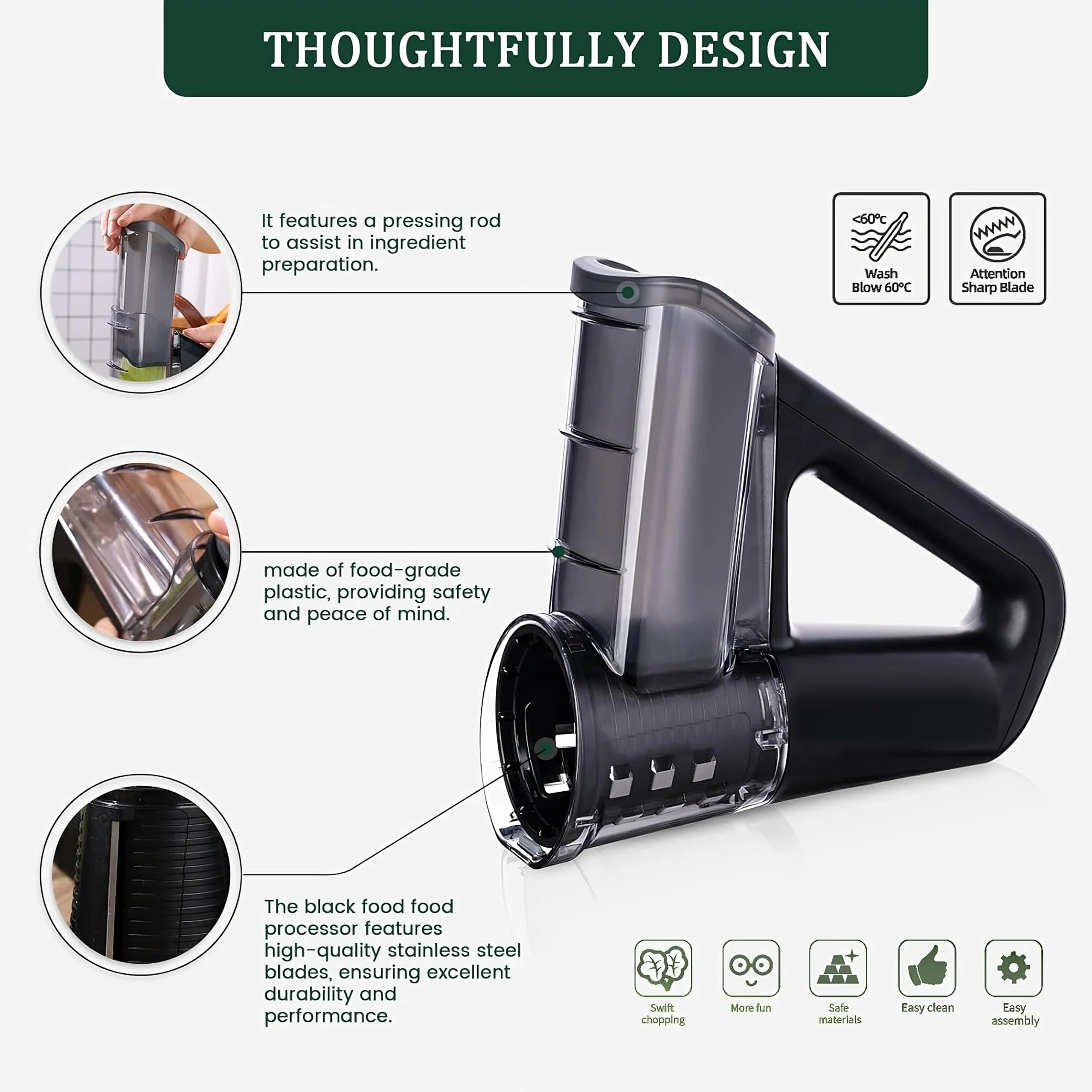 Blitz® – 4-in-1 Cordless Electric Grater & Slicer, Rechargeable and Compact for Quick Kitchen Prep          Ask ChatGPT - Tunisie