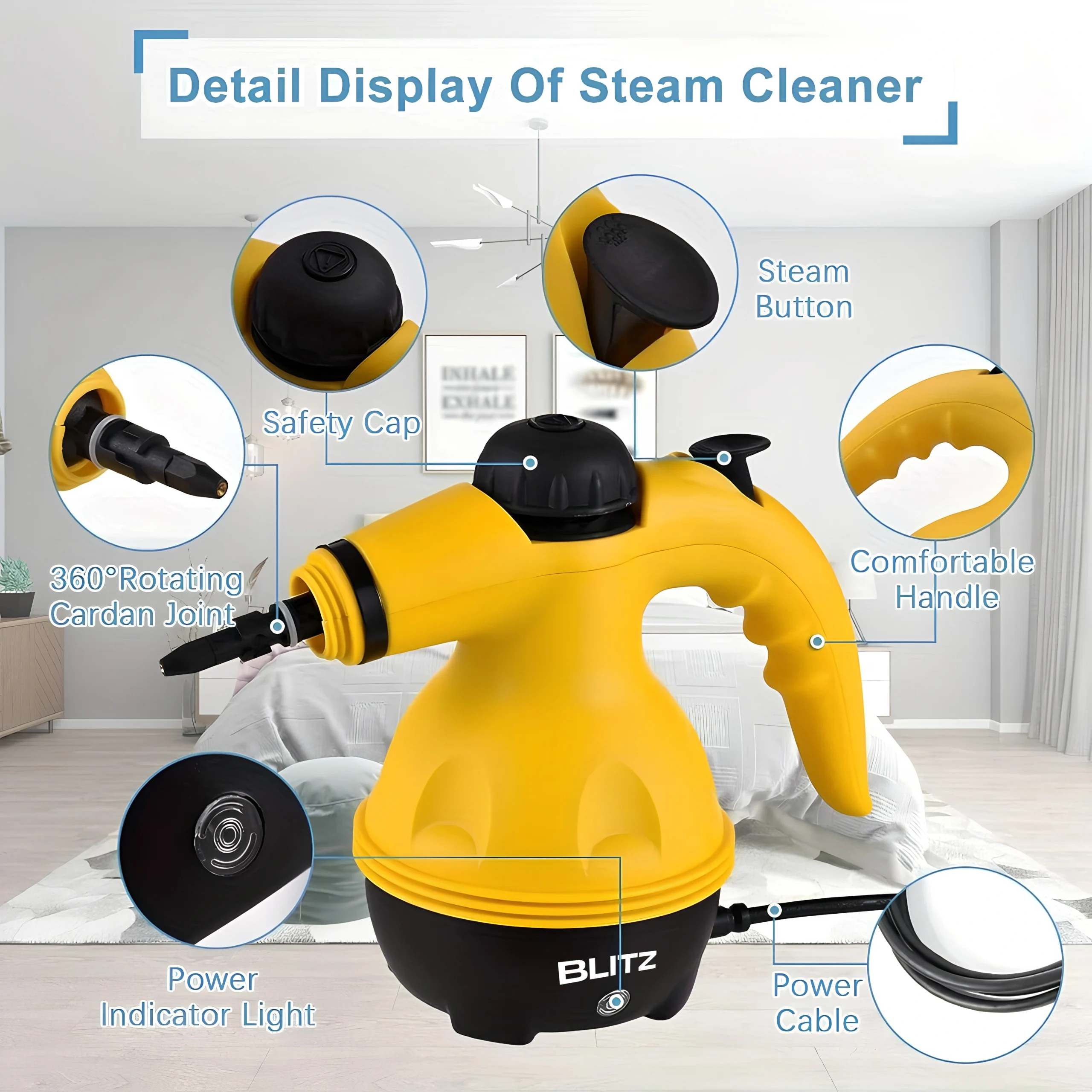 Blitz® – 9-in-1 Portable Handheld Steam Cleaner | Multifunction High-Pressure Eco-Friendly Cleaning - Tunisie